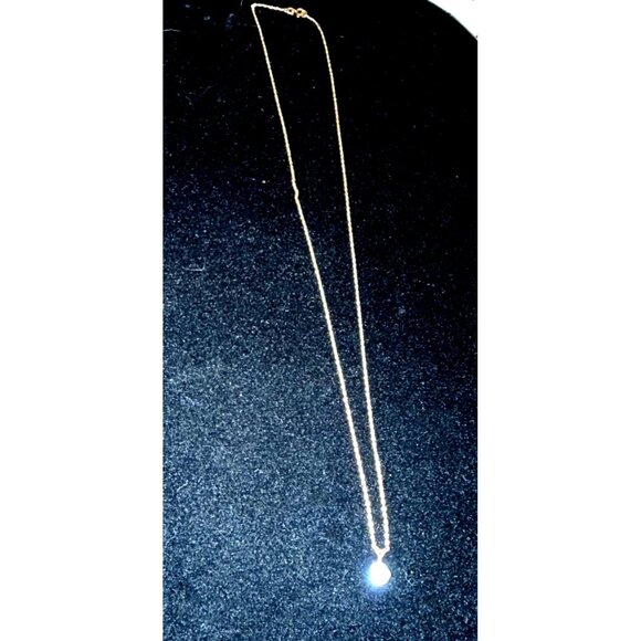 14k Solid Gold Twisted Chain Necklace With Round Cubic Zirconia Pendant - Picture 3 of 12